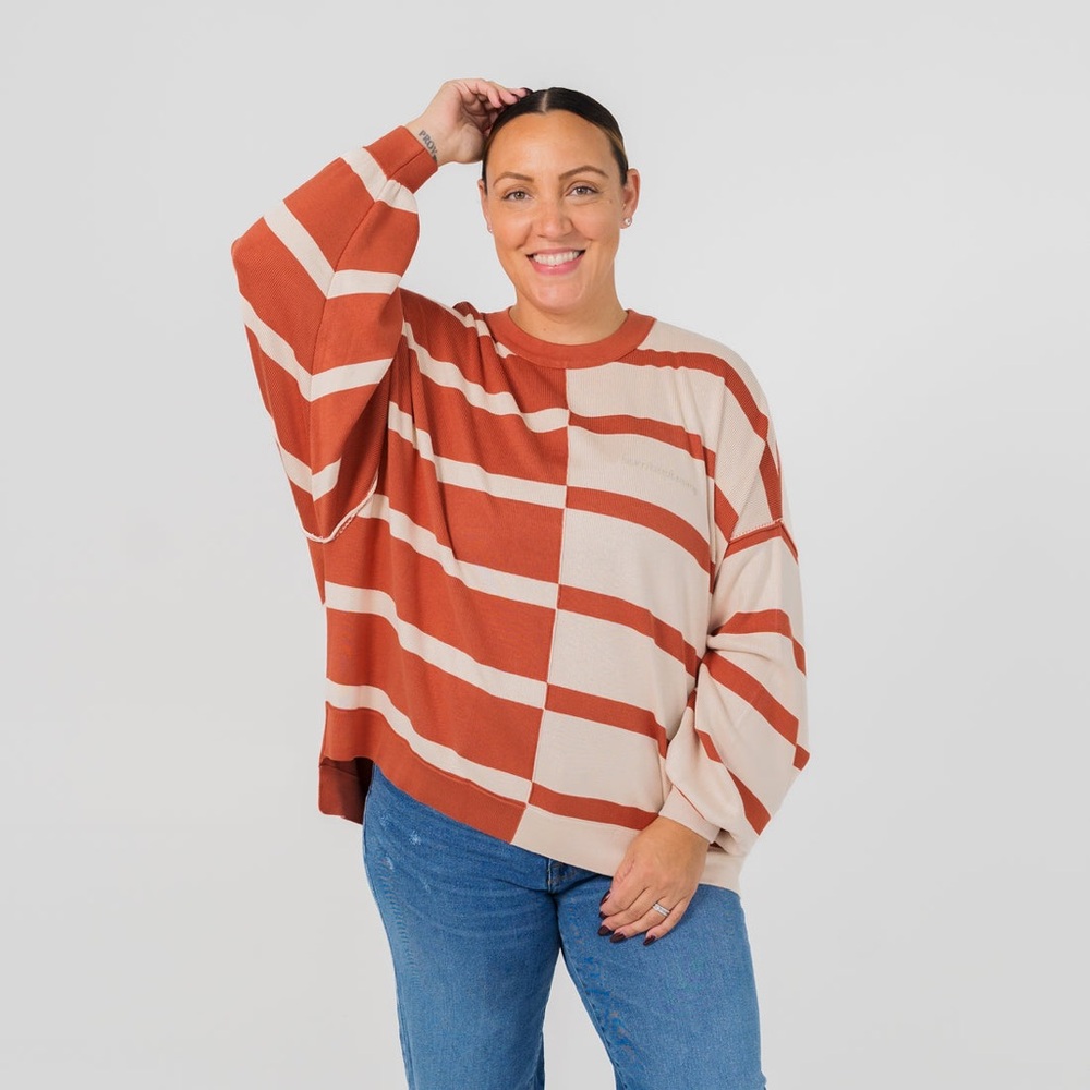 NEW FOR 2025 BURN BOOT CAMP sweater striped oversized pullover